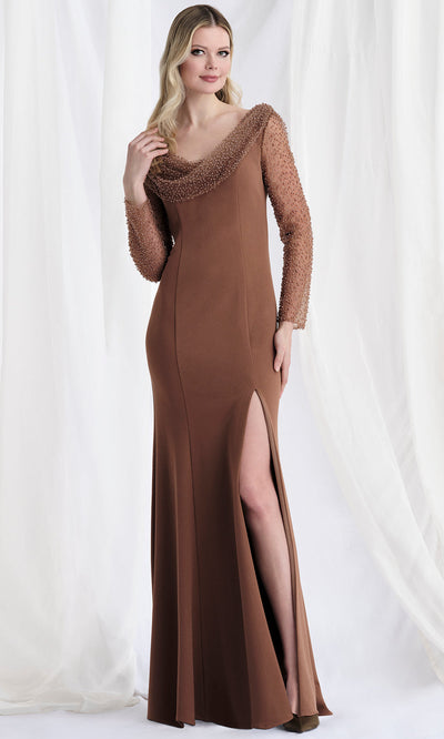 MGNY By Mori Lee 73156 - Cowl Neck Beaded Embellished Gown Mother of the Bride Dresses