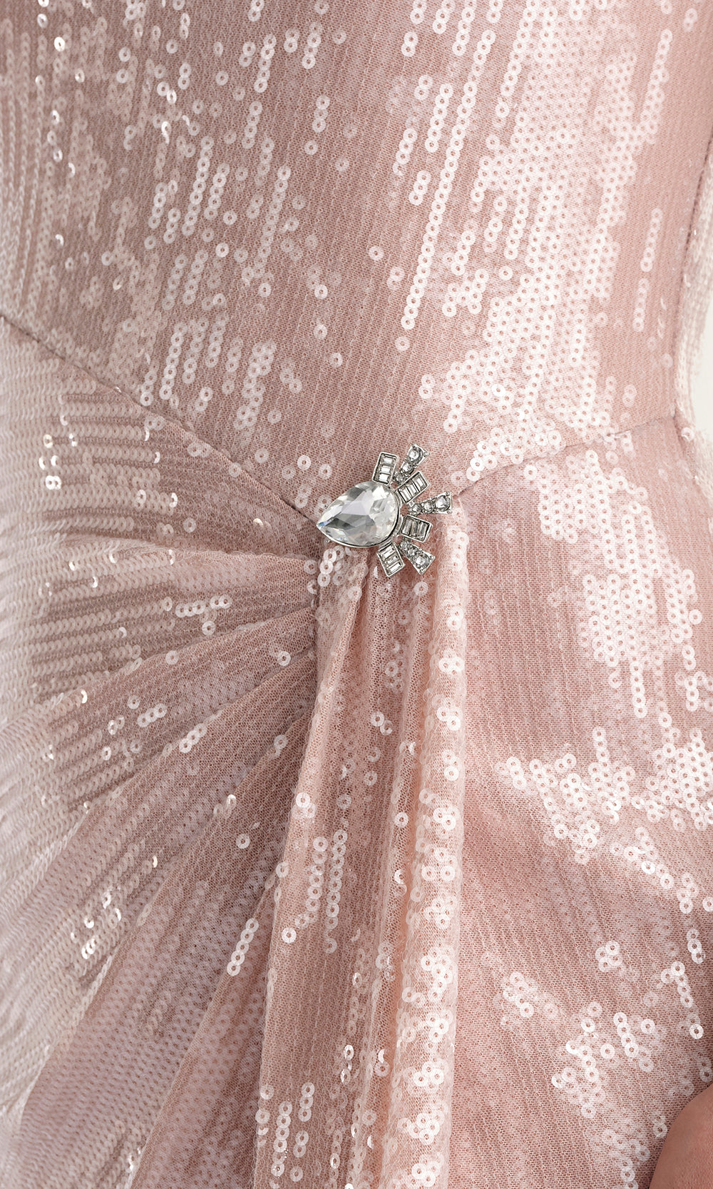 MGNY By Mori Lee 73158 - Sequin Mesh Long Gown with Draped Bow Accent Mother of the Bride Dresses