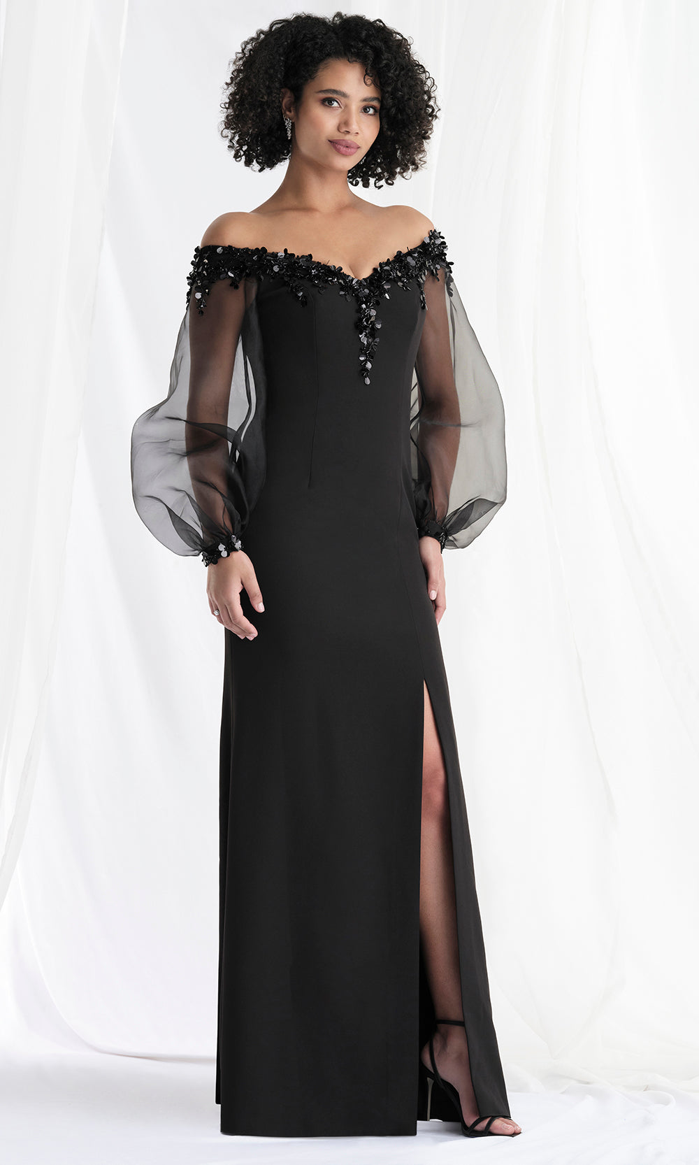 MGNY By Mori Lee 73162 - Beaded Detail Sheer Sleeve Gown Mother of the Bride Dresses
