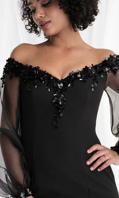 MGNY By Mori Lee 73162 - Beaded Detail Sheer Sleeve Gown Mother of the Bride Dresses