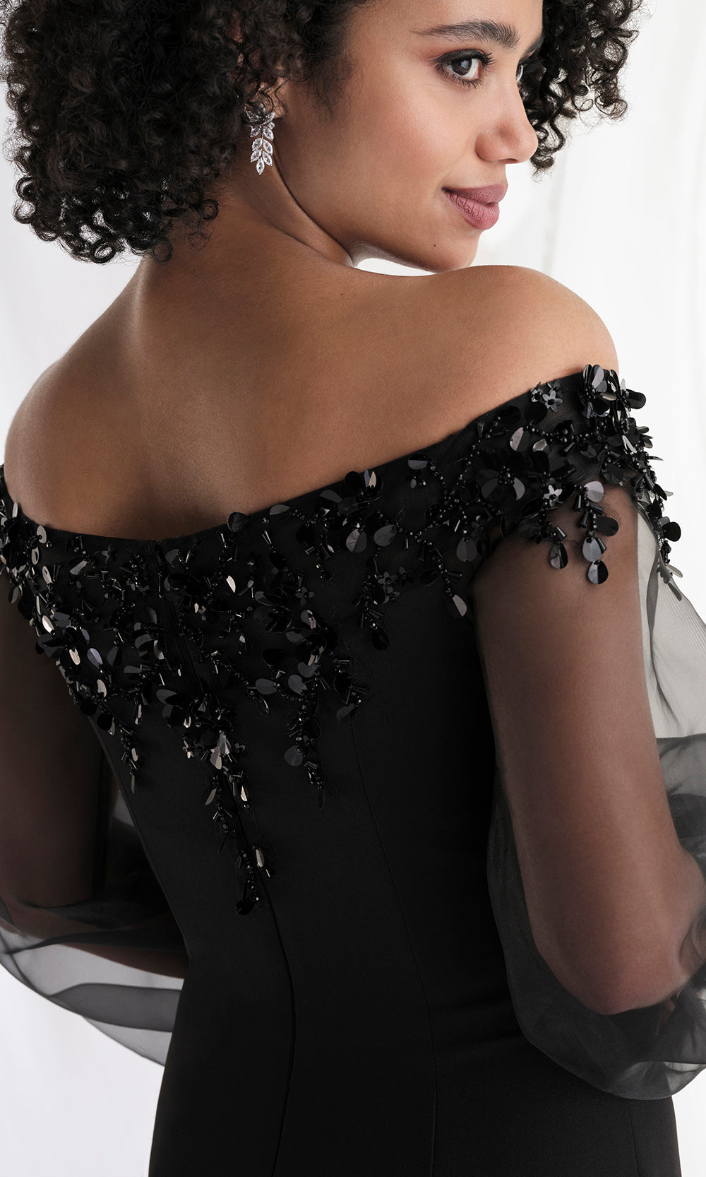 MGNY By Mori Lee 73162 - Beaded Detail Sheer Sleeve Gown Mother of the Bride Dresses