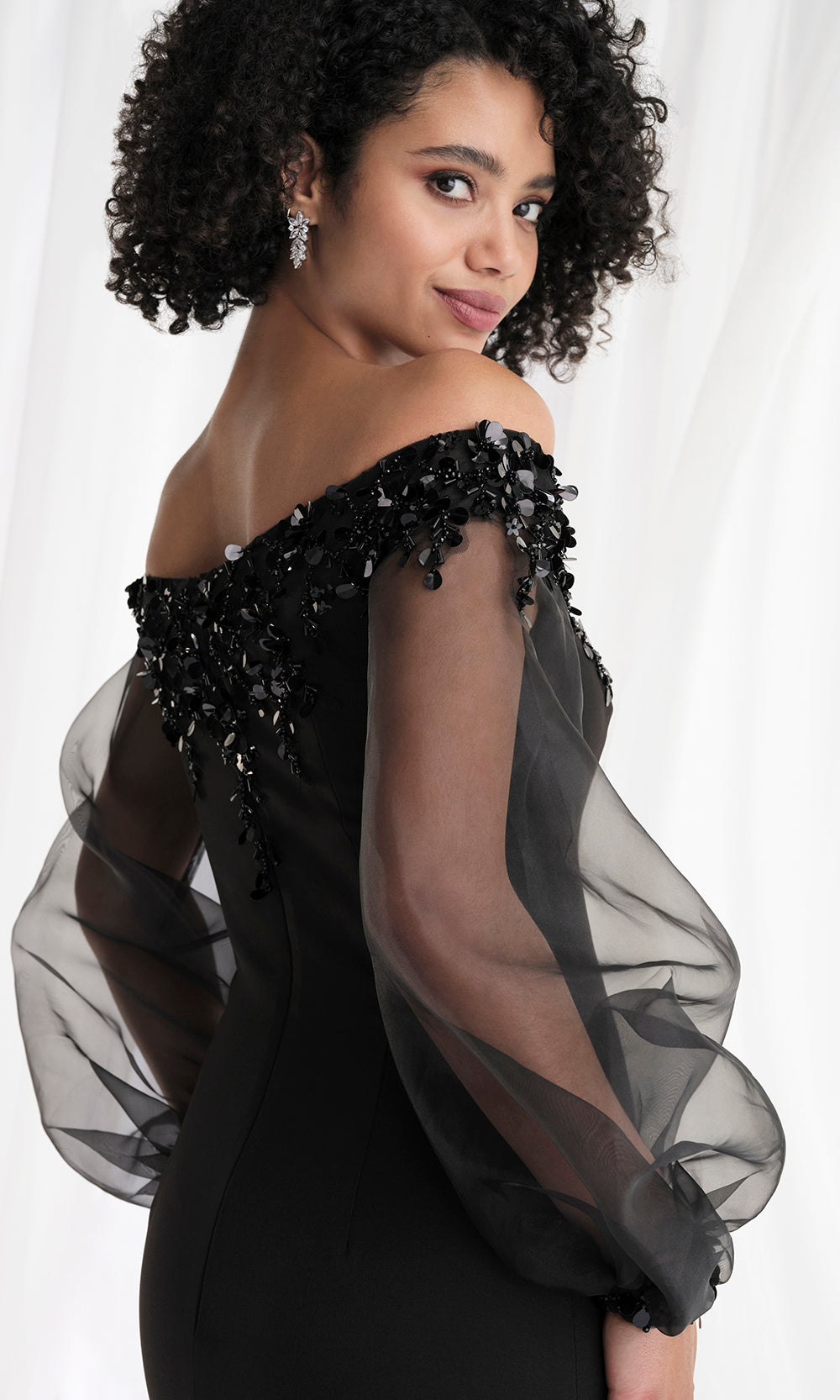 MGNY By Mori Lee 73162 - Beaded Detail Sheer Sleeve Gown Mother of the Bride Dresses