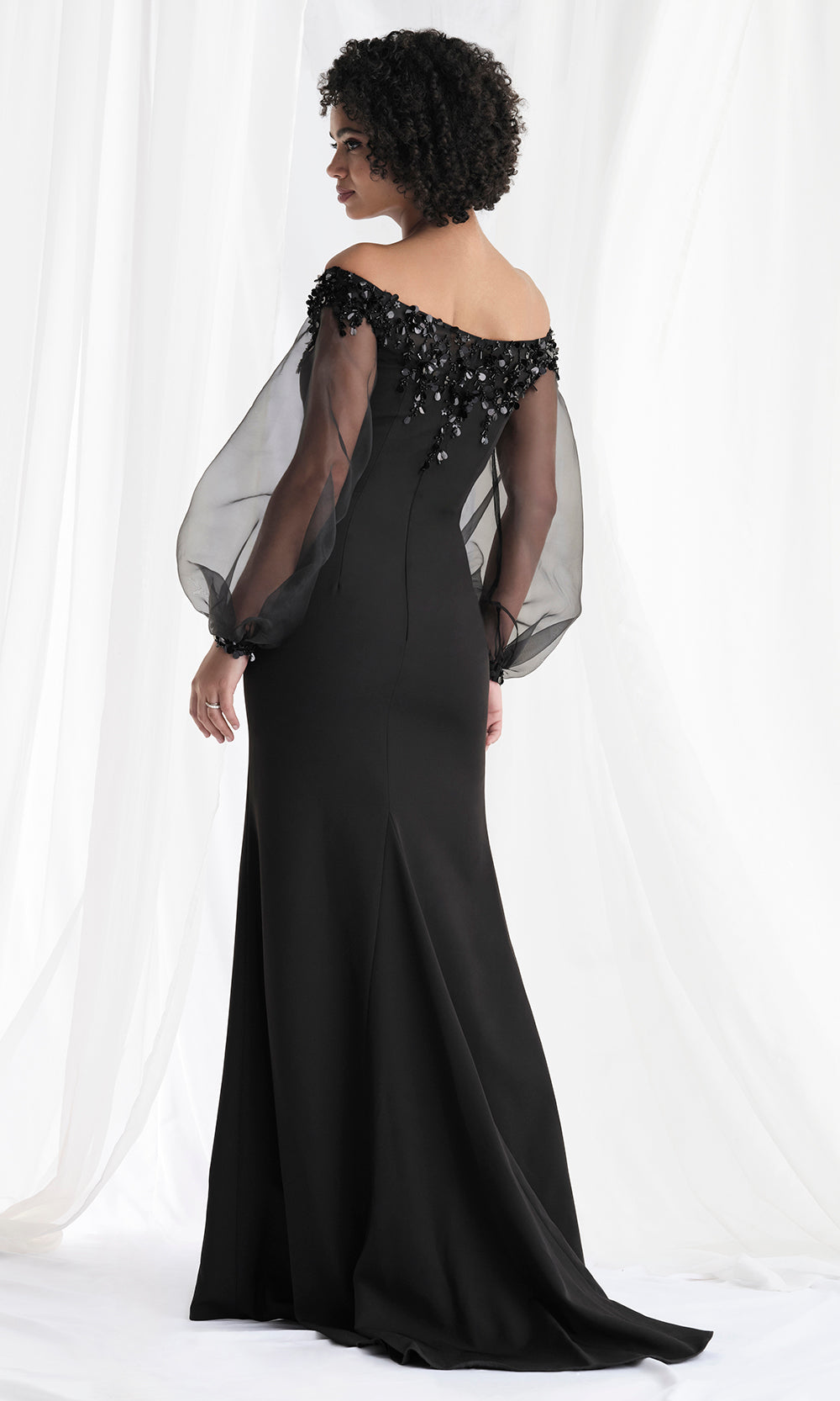 MGNY By Mori Lee 73162 - Beaded Detail Sheer Sleeve Gown Mother of the Bride Dresses