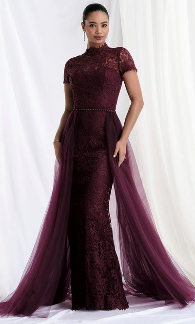 MGNY By Mori Lee 73164 - Short Sleeve Floral Lace Evening Gown Mother of the Bride Dresses