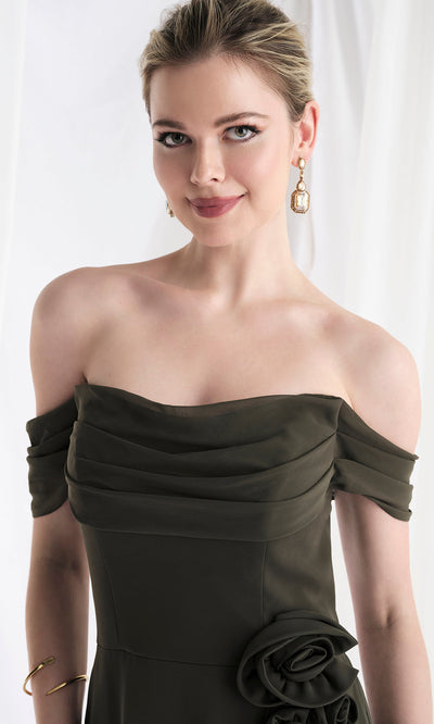 MGNY By Mori Lee 73165 - Cowl Neck A-Line Gown with Floral Waist Mother of the Bride Dresses