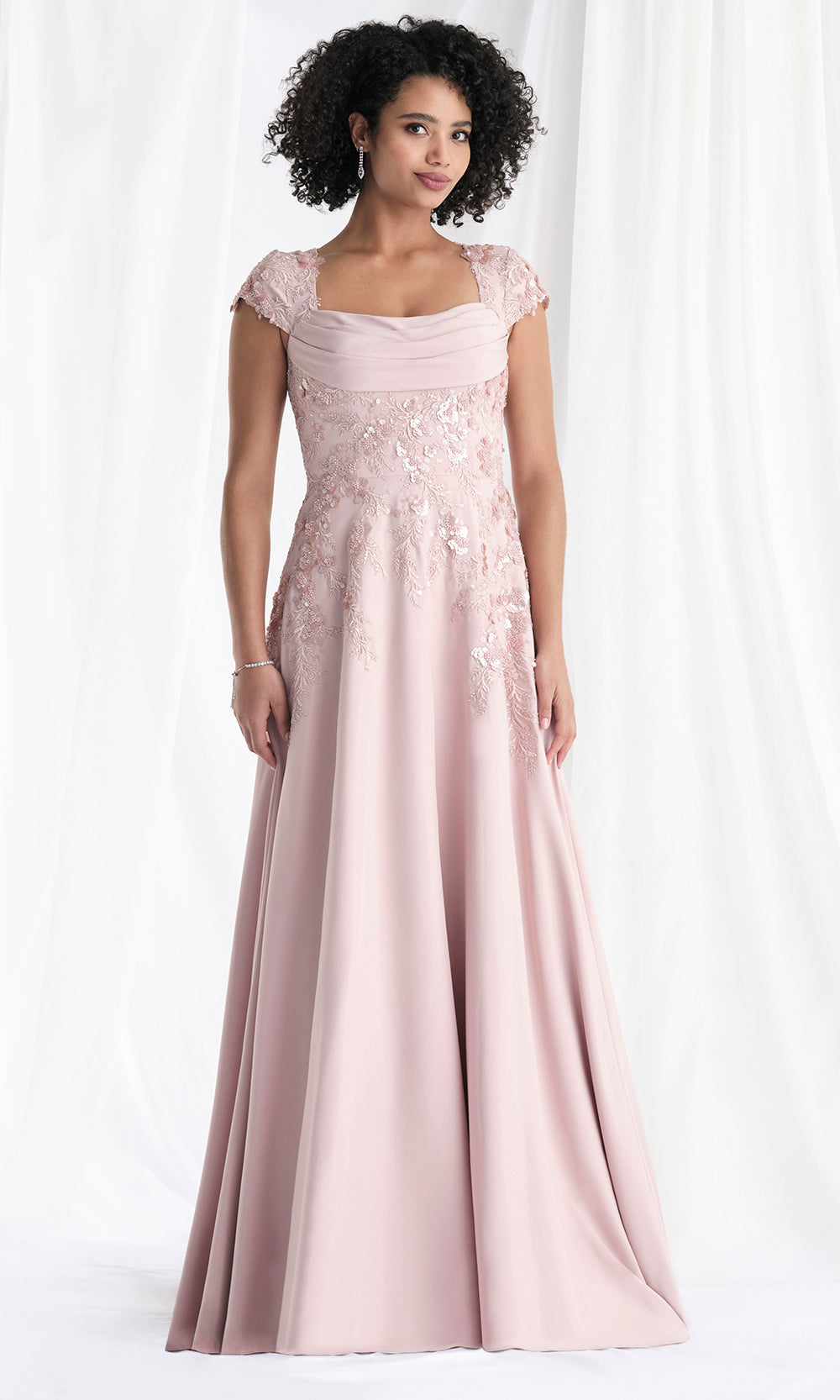 MGNY By Mori Lee 73167 - Cowl Neck Embellished A-Line Gown Mother of the Bride Dresses
