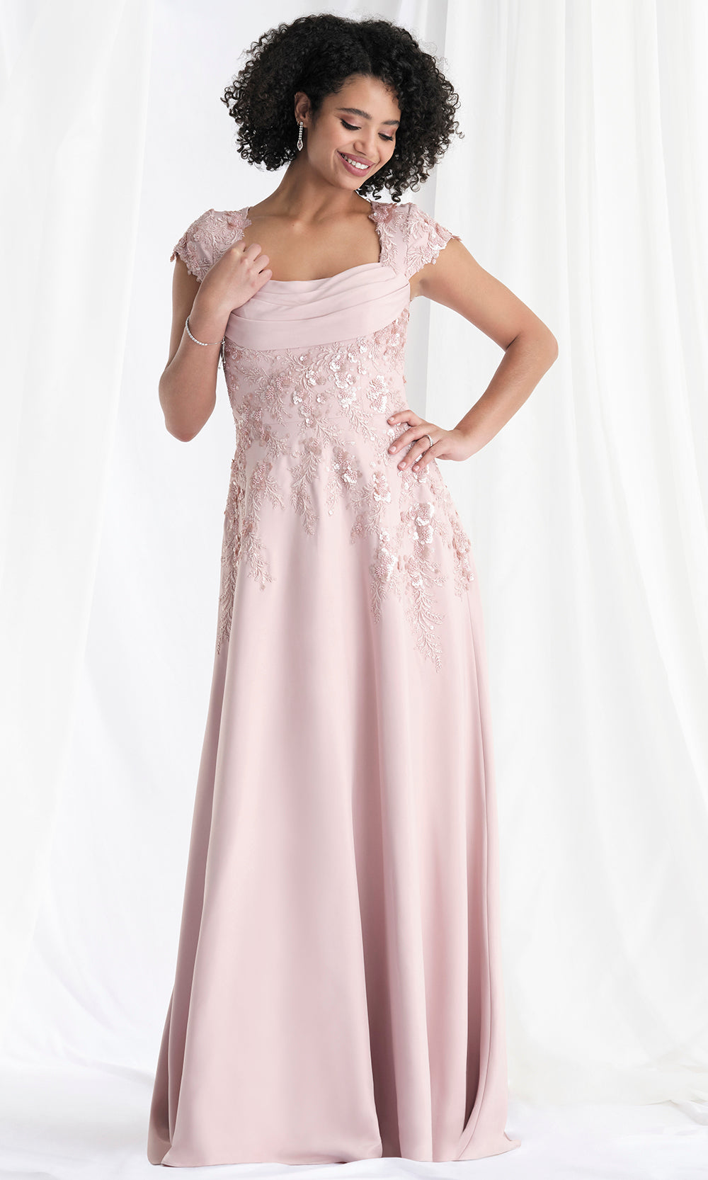 MGNY By Mori Lee 73167 - Cowl Neck Embellished A-Line Gown Mother of the Bride Dresses