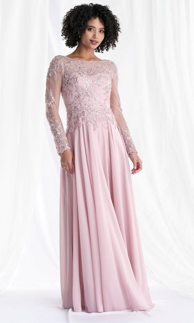 MGNY By Mori Lee 73169 - Long Sleeve Beaded Appliqued Formal Gown Mother of the Bride Dresses