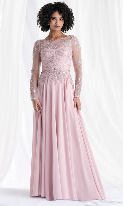 MGNY By Mori Lee 73169 - Long Sleeve Beaded Appliqued Formal Gown Mother of the Bride Dresses
