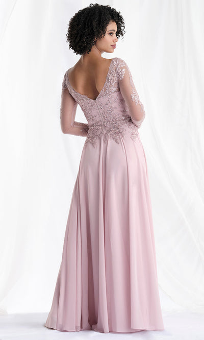 MGNY By Mori Lee 73169 - Long Sleeve Beaded Appliqued Formal Gown Mother of the Bride Dresses