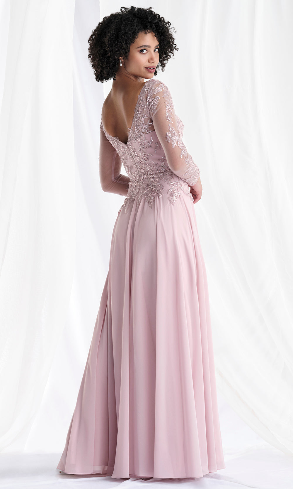 MGNY By Mori Lee 73169 - Long Sleeve Beaded Appliqued Formal Gown Mother of the Bride Dresses