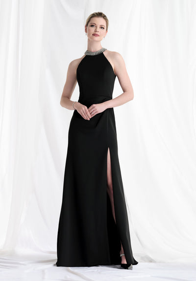 MGNY By Mori Lee 73171 - Halter Scuba Knit Gown with Slit Mother of the Bride Dresses