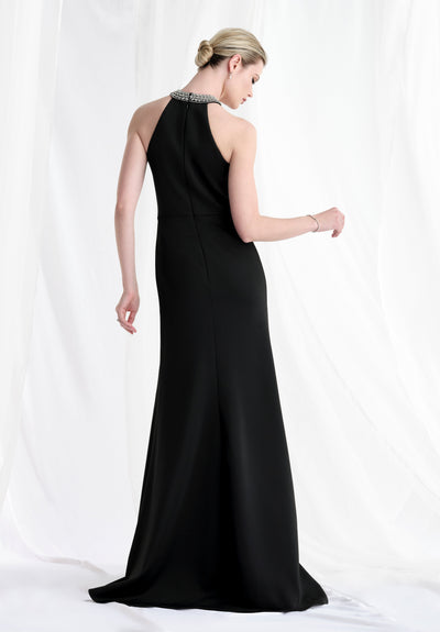 MGNY By Mori Lee 73171 - Halter Scuba Knit Gown with Slit Mother of the Bride Dresses