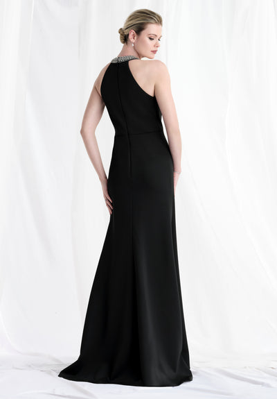 MGNY By Mori Lee 73171 - Halter Scuba Knit Gown with Slit Mother of the Bride Dresses