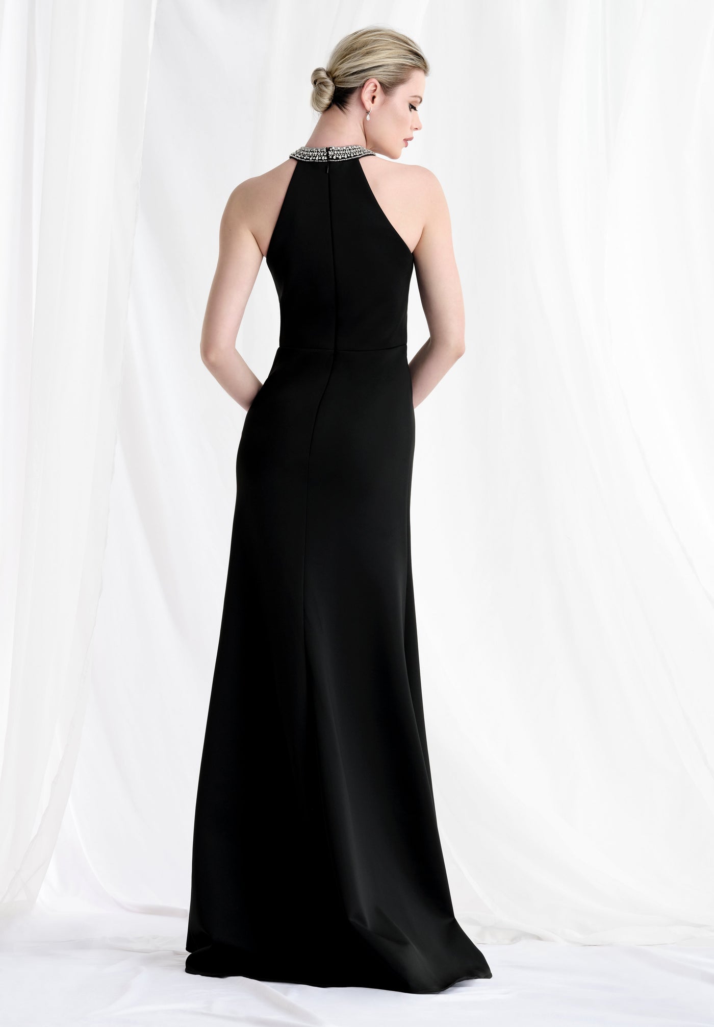 MGNY By Mori Lee 73171 - Halter Scuba Knit Gown with Slit Mother of the Bride Dresses