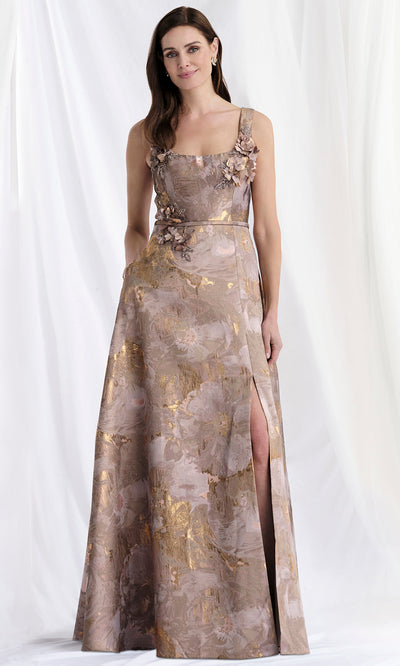 MGNY By Mori Lee 73174 - Wide Strap A-Line Gown with Floral Appliques Mother of the Bride Dresses
