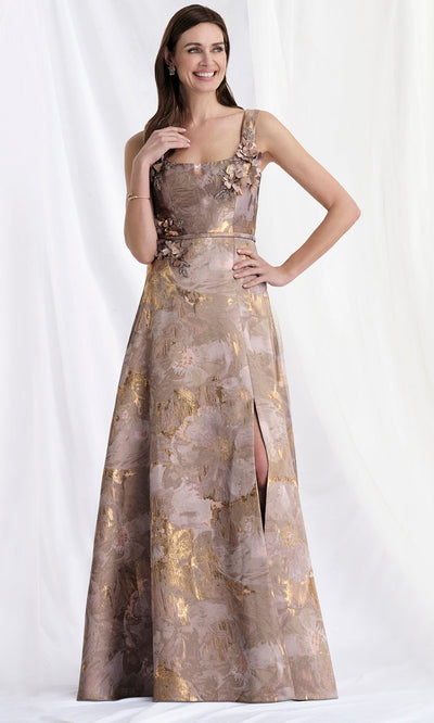 MGNY By Mori Lee 73174 - Wide Strap A-Line Gown with Floral Appliques Mother of the Bride Dresses