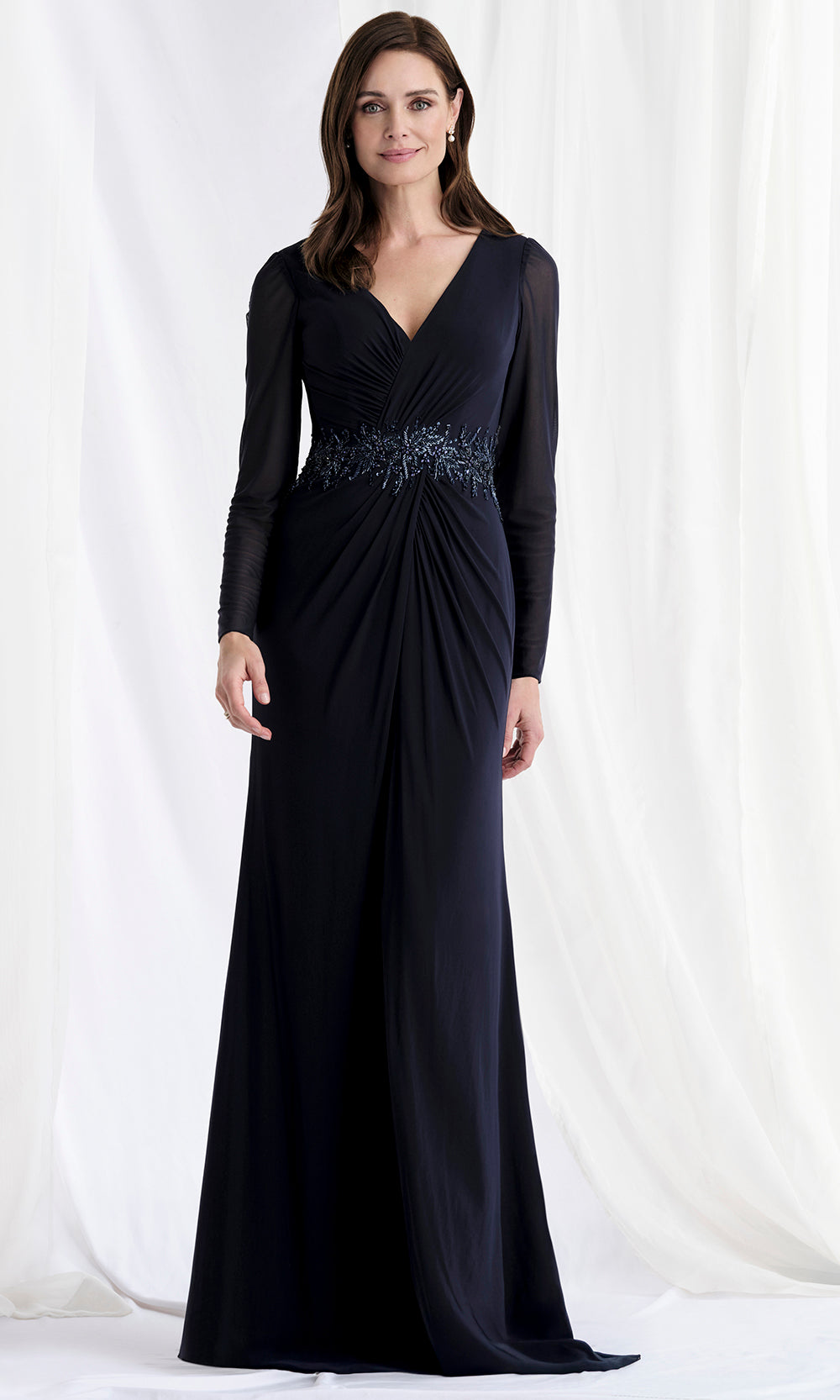 MGNY By Mori Lee 73175 - Beaded Waist Long Slit Gown Mother of the Bride Dresses