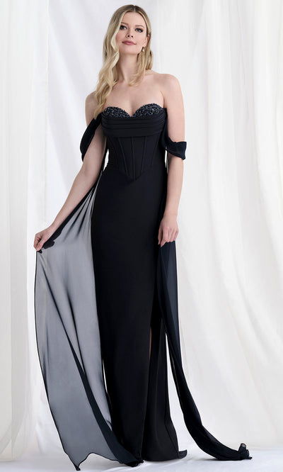 MGNY By Mori Lee 73176 - Beaded Bust Sheath Gown with Chiffon Streamers Prom Dresses