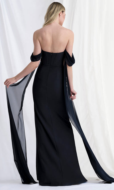 MGNY By Mori Lee 73176 - Beaded Bust Sheath Gown with Chiffon Streamers Prom Dresses