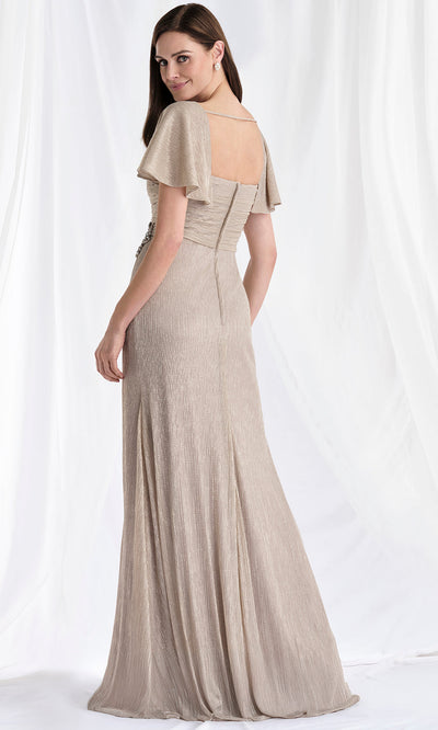MGNY By Mori Lee 73178 - Square Neck Metallic Gown with Slit Mother of the Bride Dresses