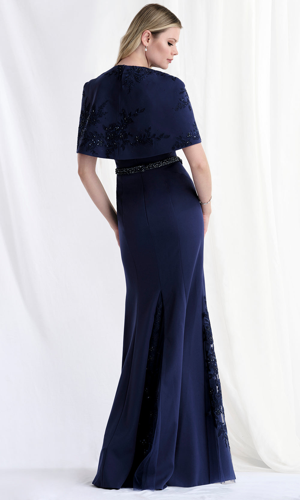 MGNY By Mori Lee 73182 - Embroidered Applique Capelet Trumpet Gown Mother of the Bride Dresses