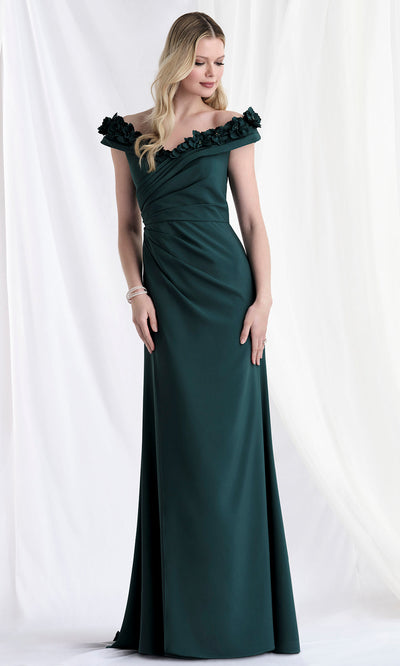 MGNY By Mori Lee 73183 - Floral Neckline Crepe Sheath Gown Mother of the Bride Dresses