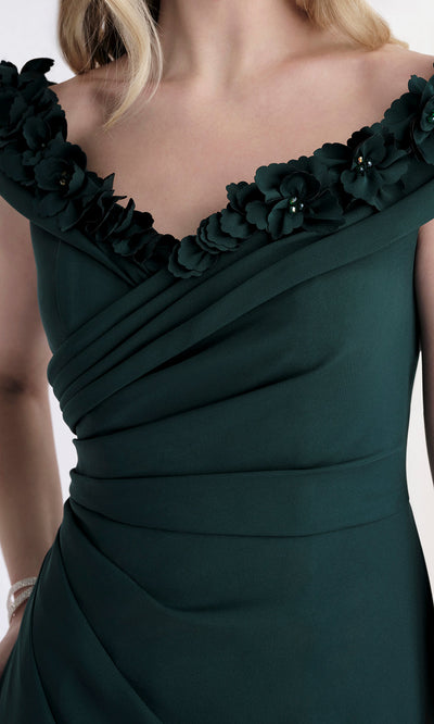MGNY By Mori Lee 73183 - Floral Neckline Crepe Sheath Gown Mother of the Bride Dresses