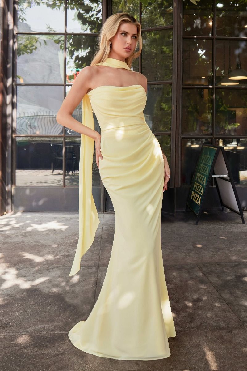 Ladivine 7433 - Sash Detail Long Gown