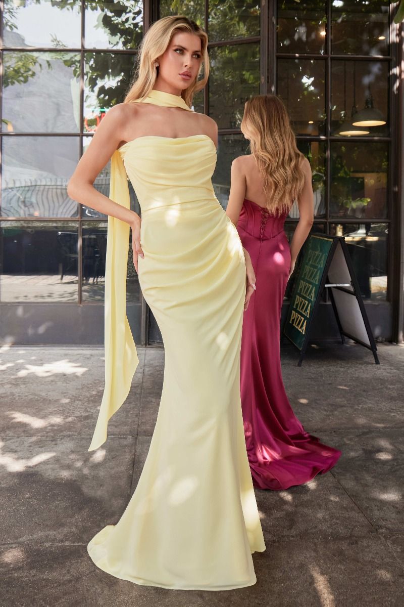 Ladivine 7433 - Sash Detail Long Gown