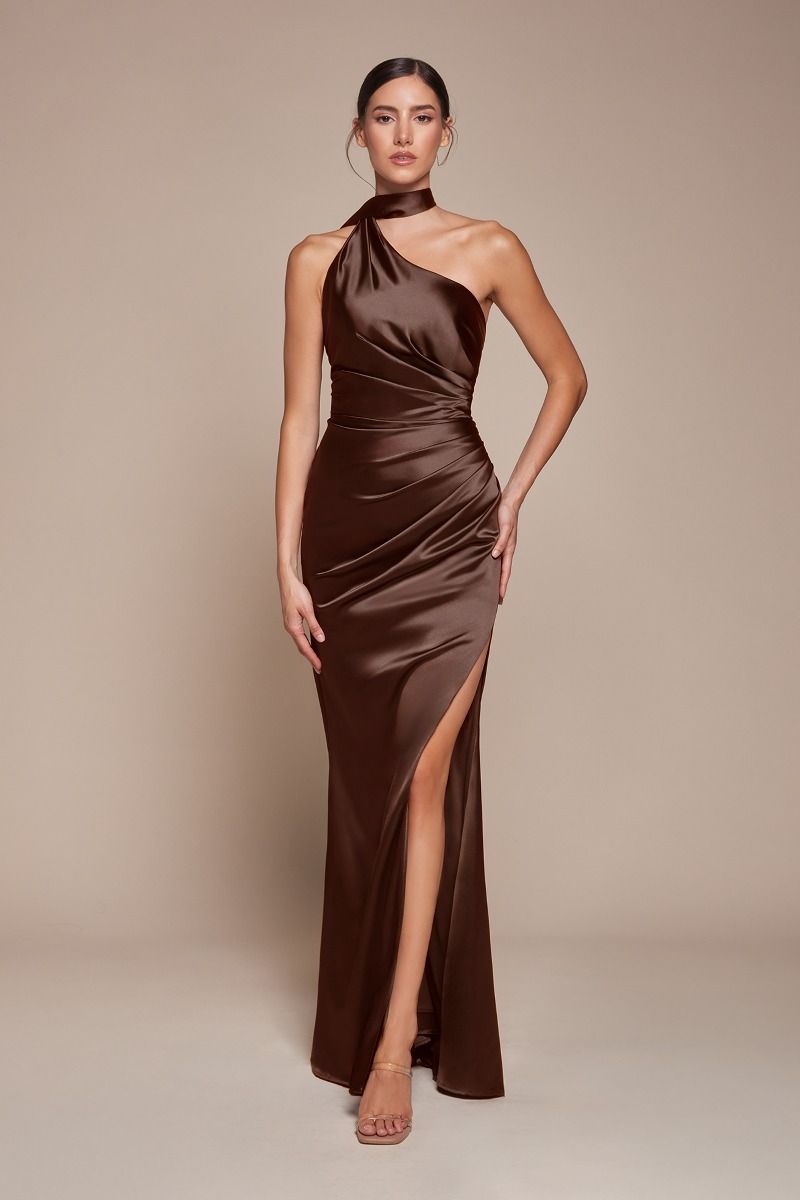 Ladivine 7454 - Sleeveless One Shoulder Gown