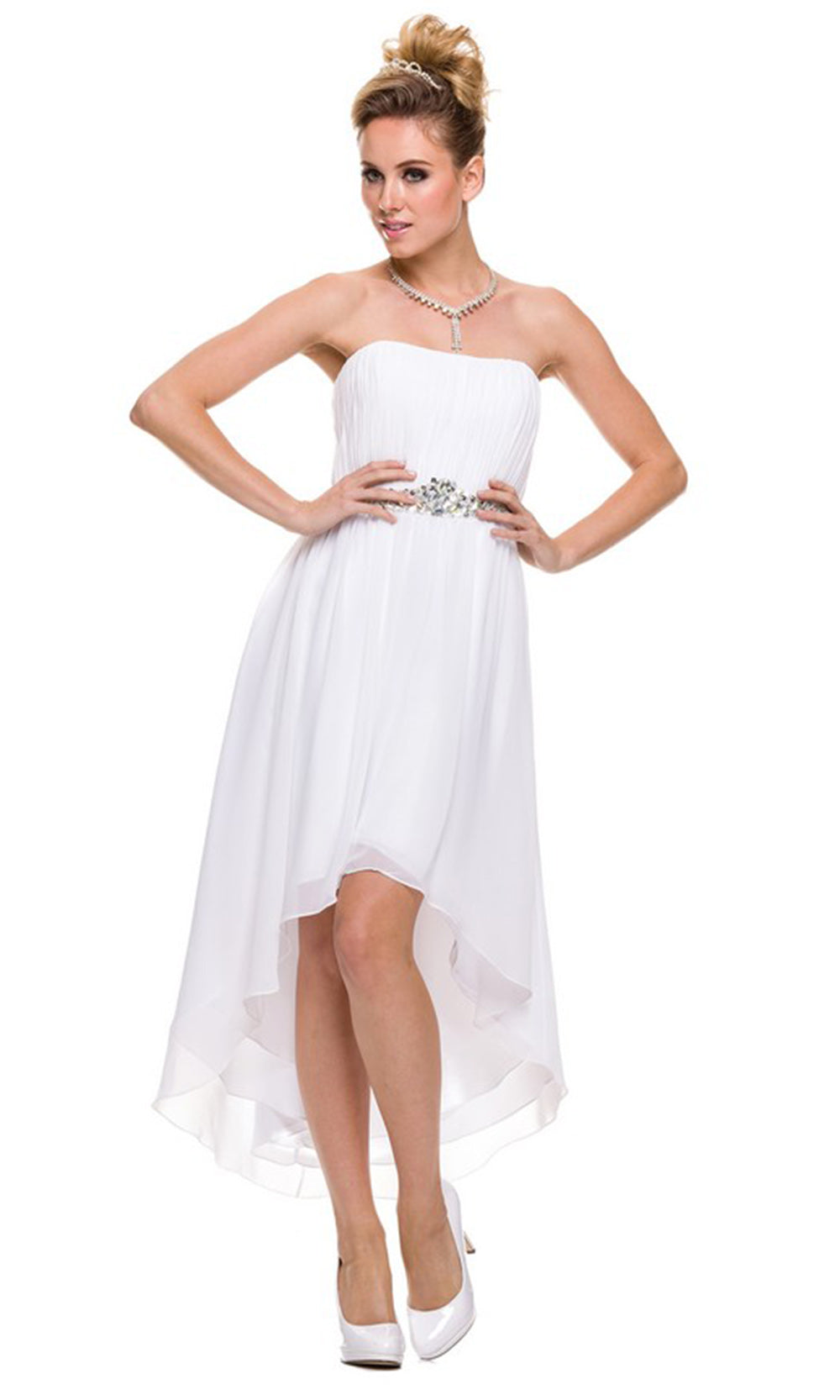 Juliet Dresses 747 - Embellished Waist High Low Dress Wedding Guest