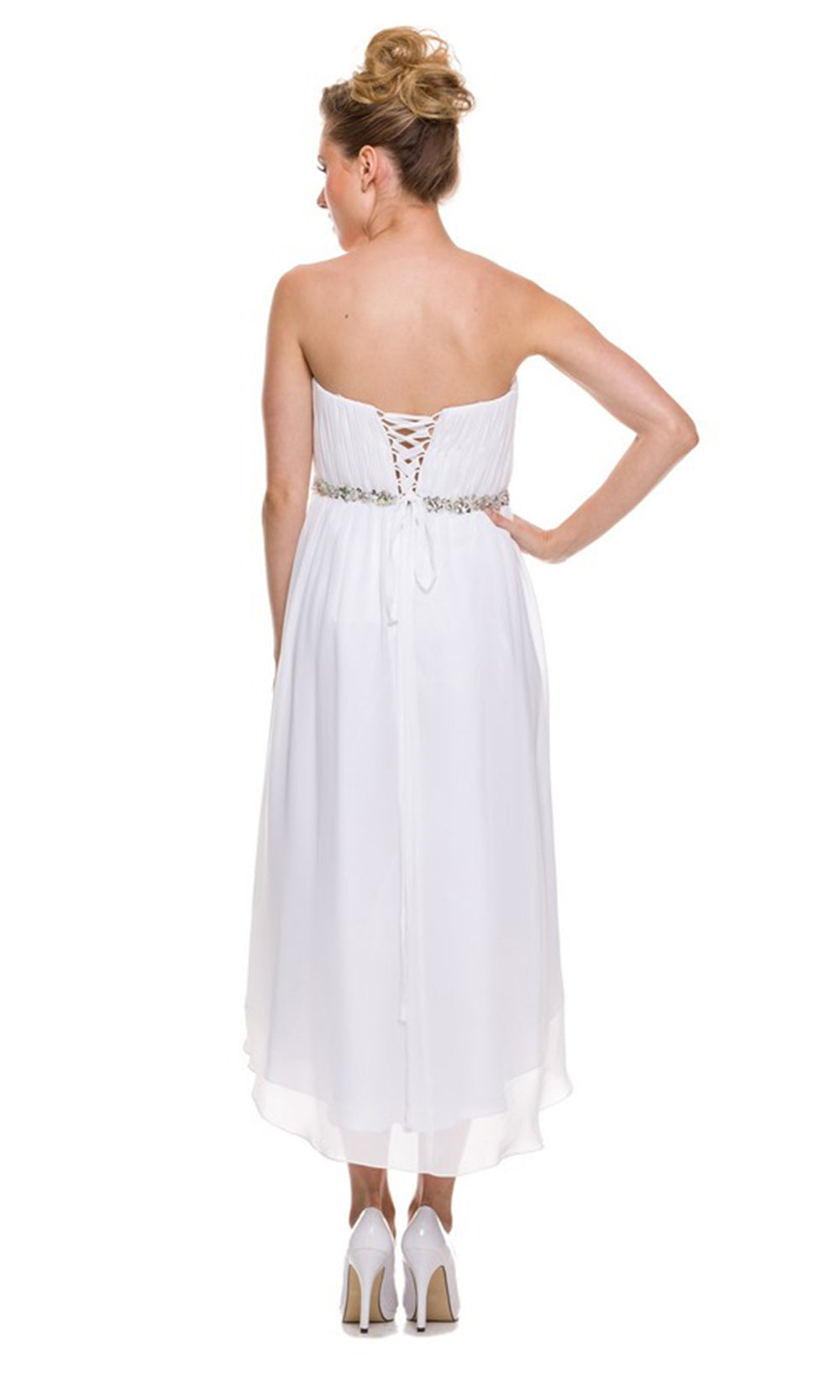 Juliet Dresses 747 - Embellished Waist High Low Dress Wedding Guest
