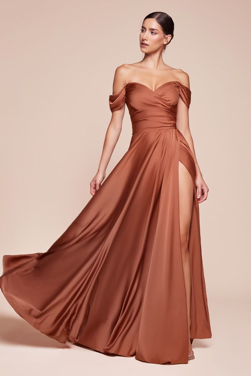 Ladivine 7493C - Satin A-Line Bridesmaid Dress