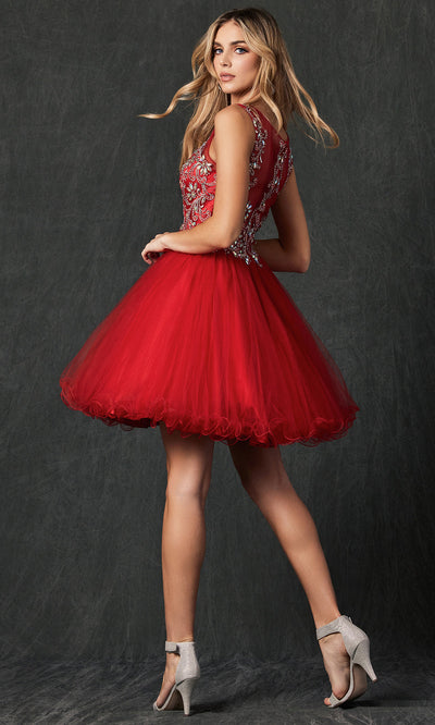 Juliet Dresses 749 - Sleeveless Illusion Bodice Party Dress Homecoming Dresses