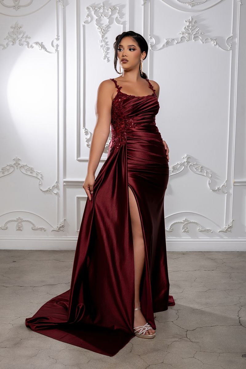 May Queen MQ2145 - Scoop Neck Embellished Sheath Gown