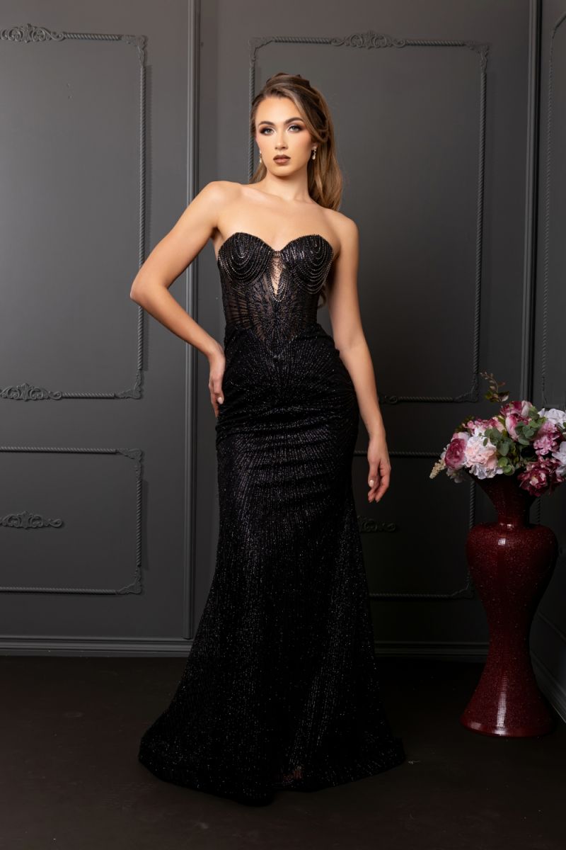 May Queen MQ2195 - Strapless Lace-Up Back Evening Gown