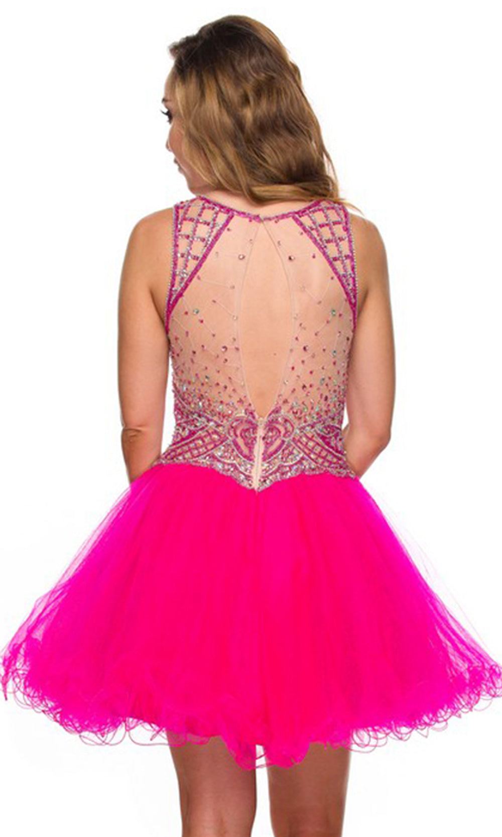 Juliet Dresses 761 - Jewel Neck Sparkling A-Line Dress Homecoming Dresses