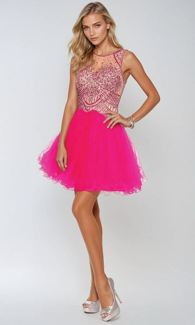Juliet Dresses 761 - Jewel Neck Sparkling A-Line Dress Homecoming Dresses