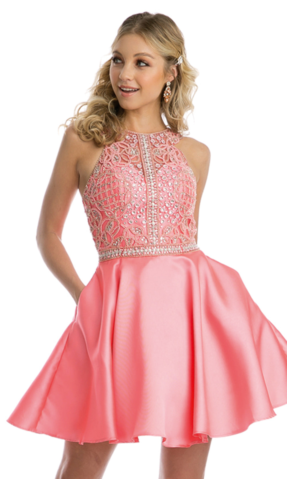 Juliet Dresses 779 - Flared Skirt Cutout Back Party Dress Cocktail Dresses