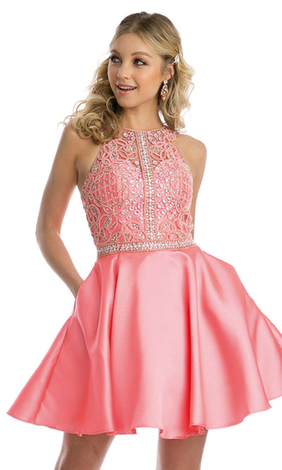 Juliet Dresses 779 - Flared Skirt Cutout Back Party Dress Cocktail Dresses