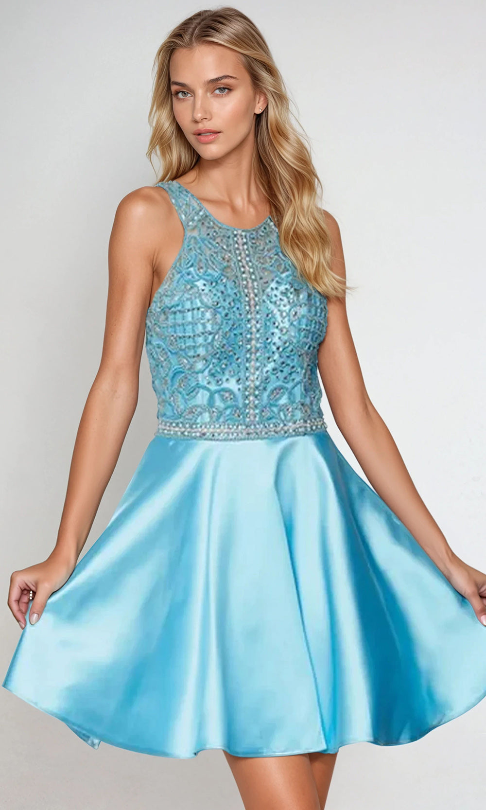 Juliet Dresses 779 - Flared Skirt Cutout Back Party Dress Cocktail Dresses