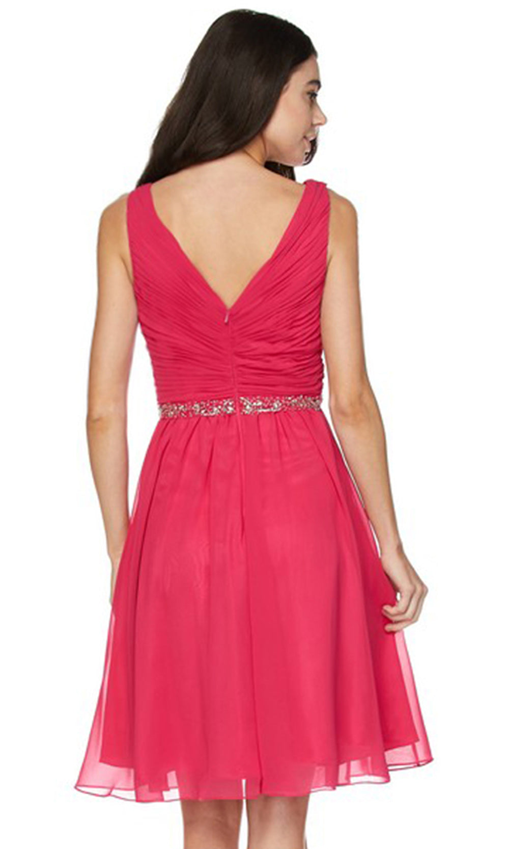 Juliet Dresses 786 - Beaded Waist Knee-Length A-Line Dress Homecoming Dresses