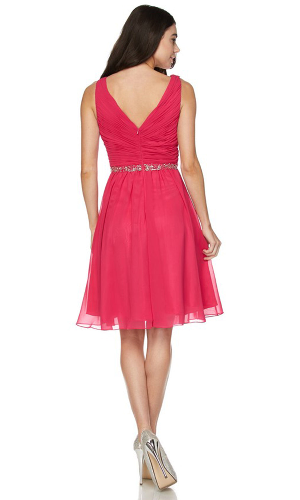 Juliet Dresses 786 - Beaded Waist Knee-Length A-Line Dress Homecoming Dresses