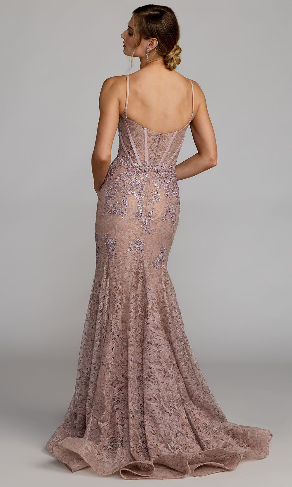 Mac Duggal 79252 - Mermaid Skirt Embroidered Lace Prom Gown In Purple