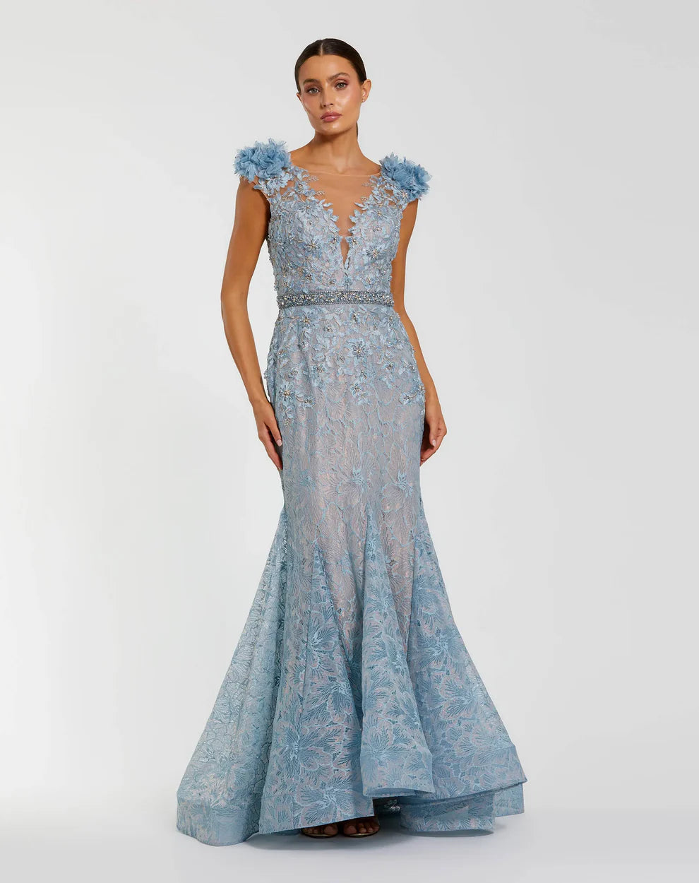 Mac Duggal Evening - 79368D Floral Beaded Illusion Dress