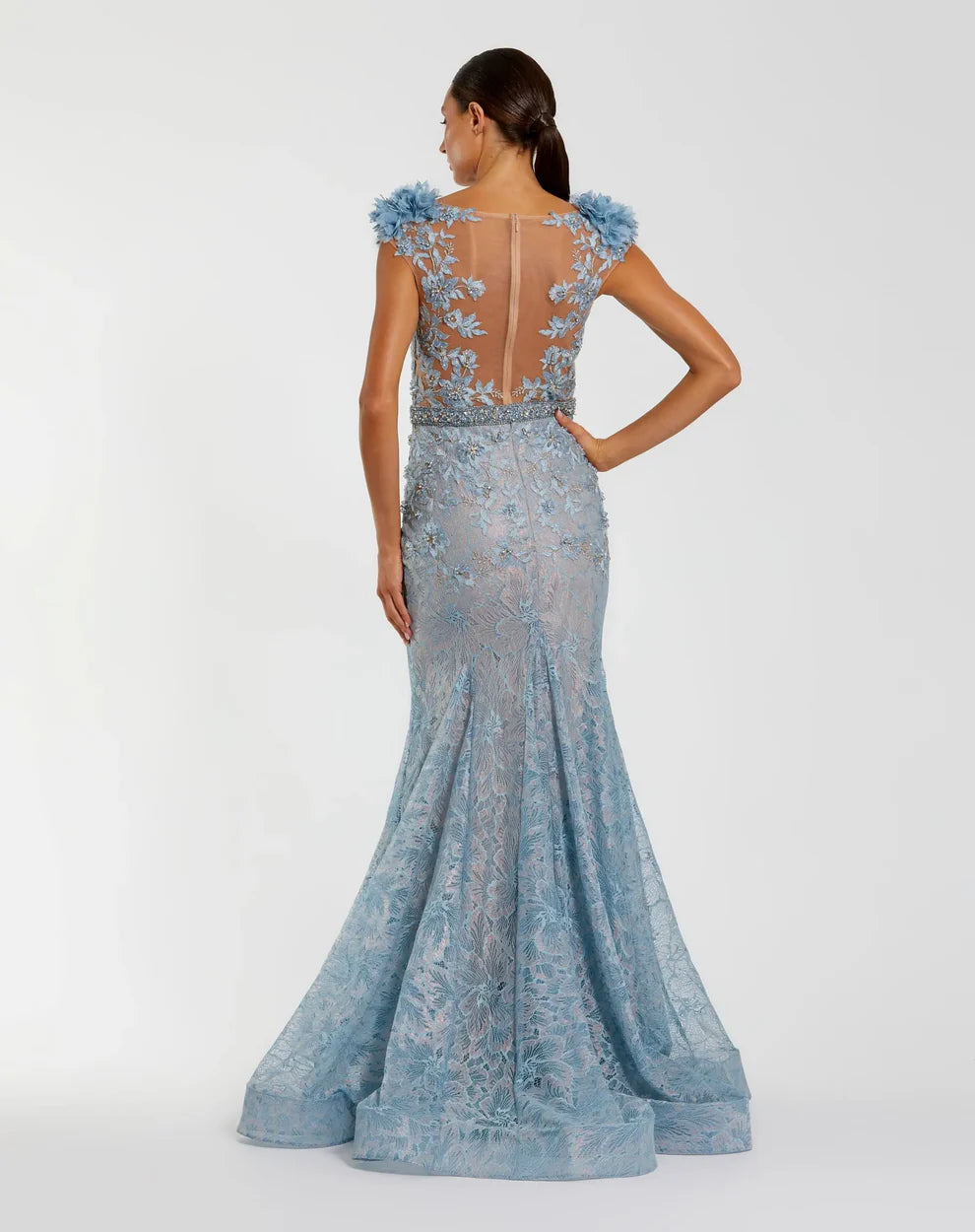 Mac Duggal Evening - 79368D Floral Beaded Illusion Dress