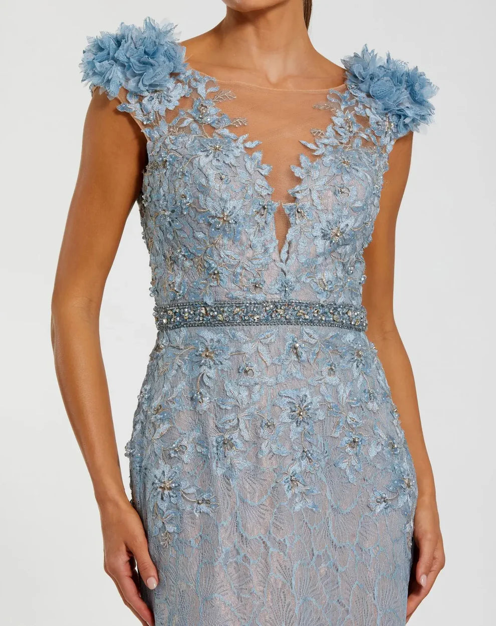 Mac Duggal Evening - 79368D Floral Beaded Illusion Dress