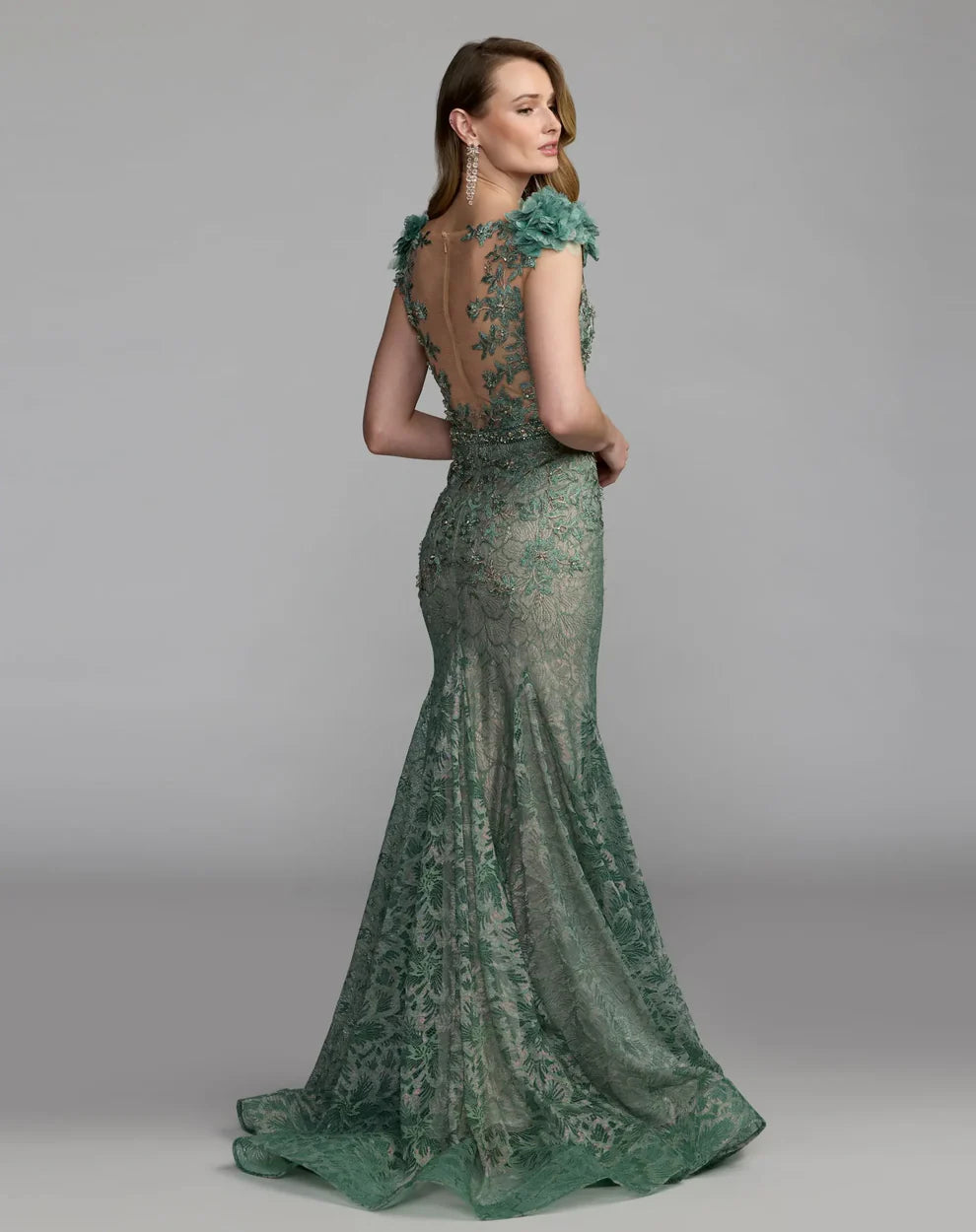 Mac Duggal Evening - 79368D Floral Beaded Illusion Dress