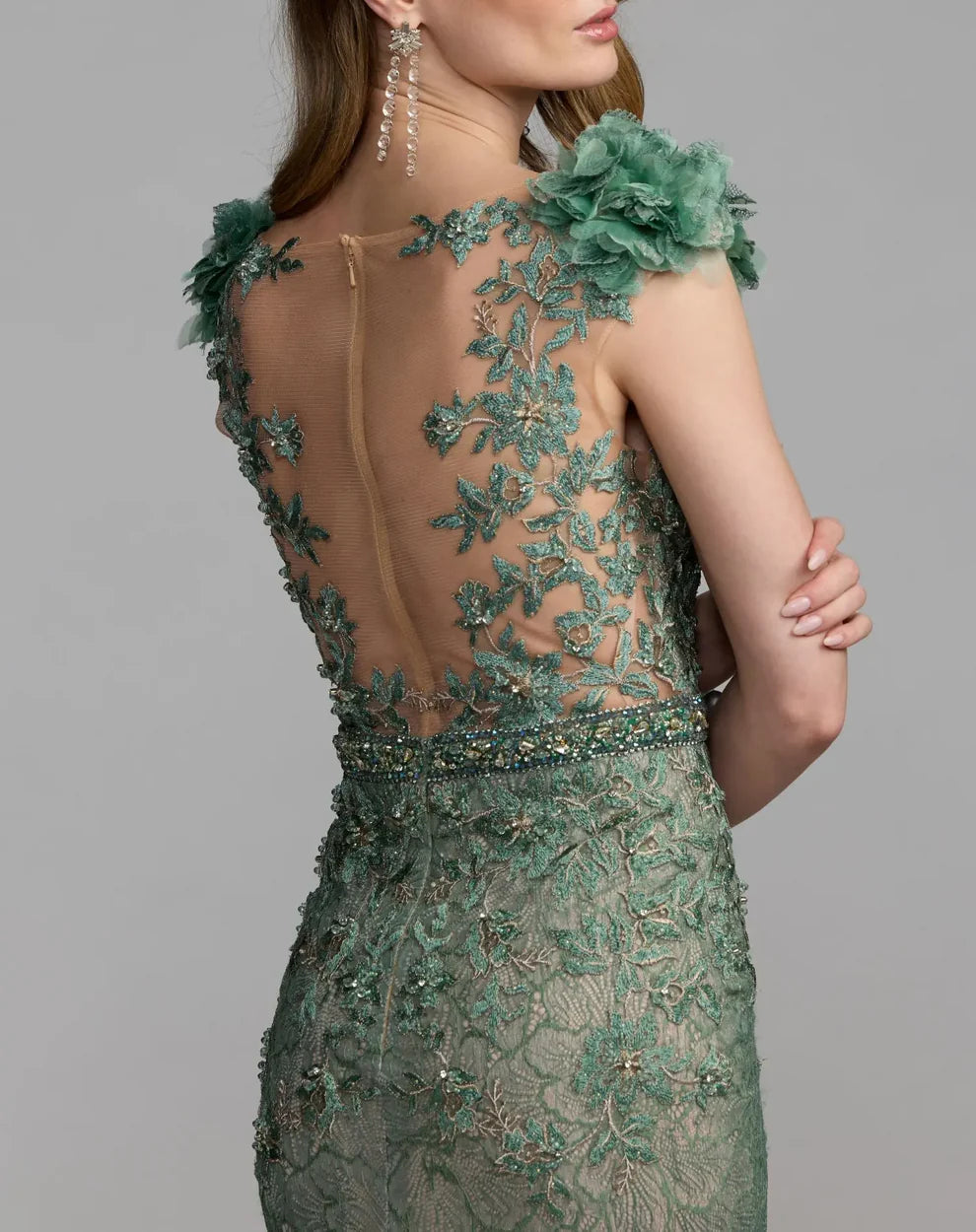 Mac Duggal Evening - 79368D Floral Beaded Illusion Dress